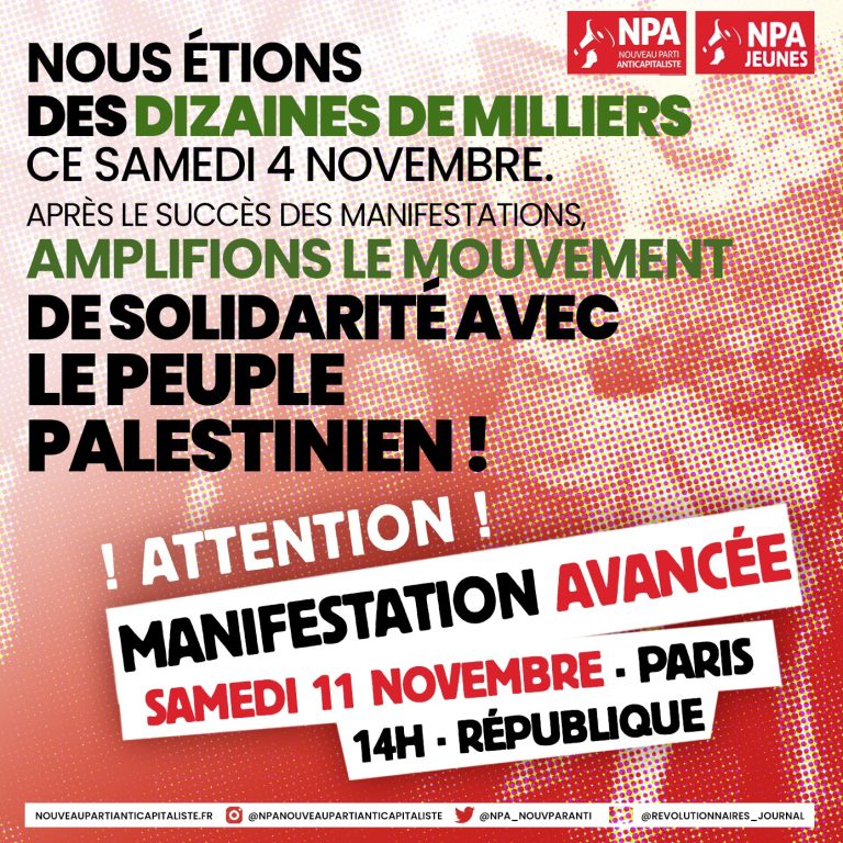 Communiqué. Le NPA ne défilera pas derrière le gouvernement et les héritiers de Pétain. Manifestons ce week-end en solidarité avec le peuple palestinien !