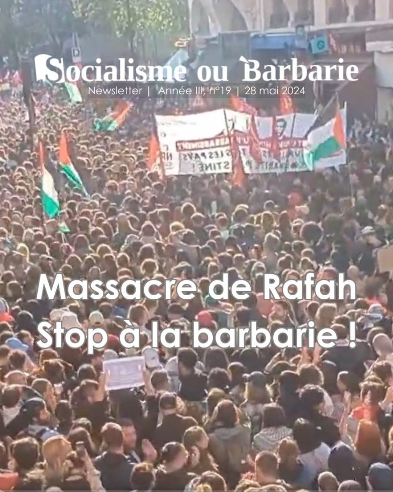 Massacre de Rafah, stop à la barbarie ! Newsletter SoB